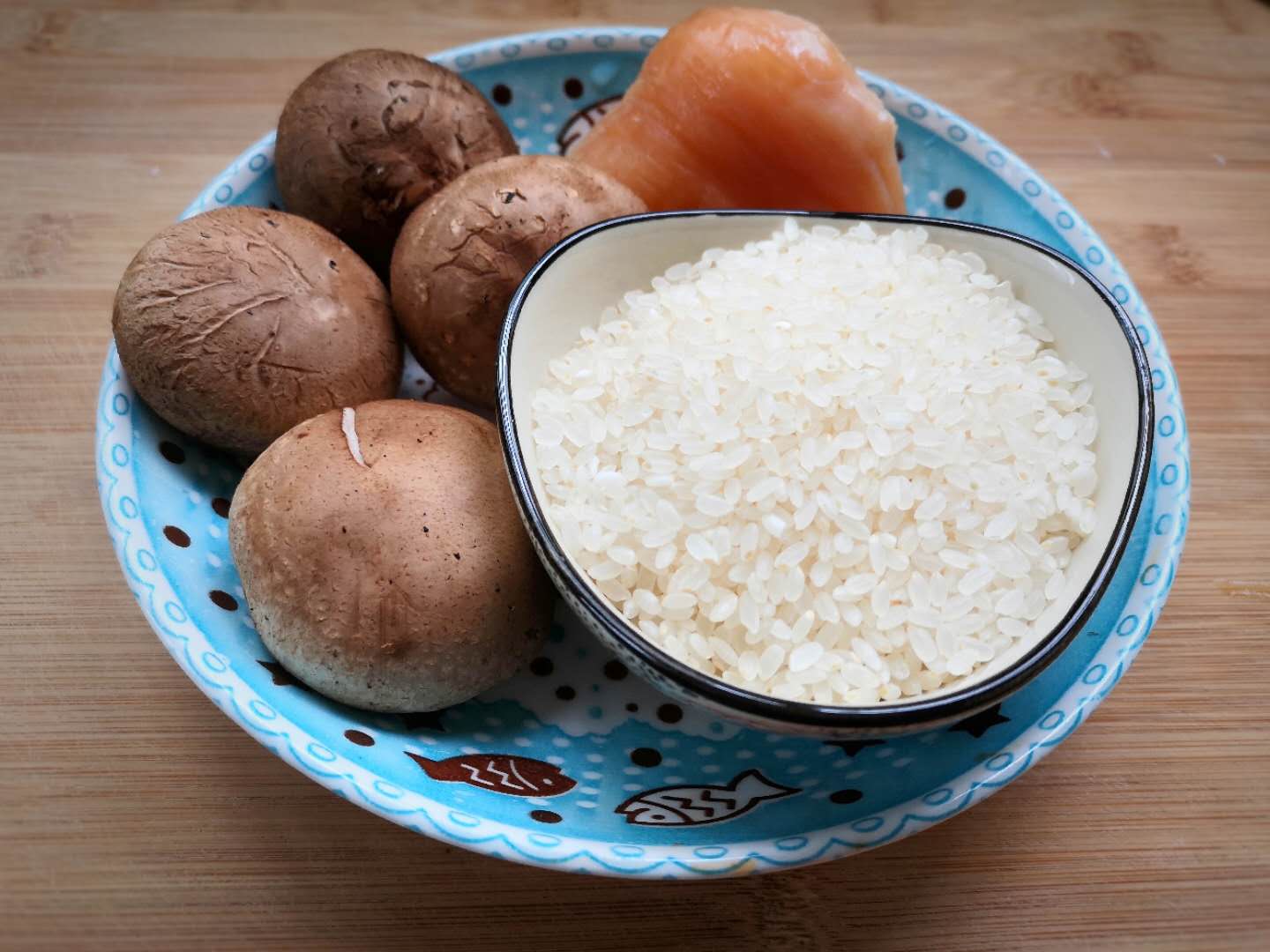 Ingredients chicken congee with mushroom rice porridge recipe
