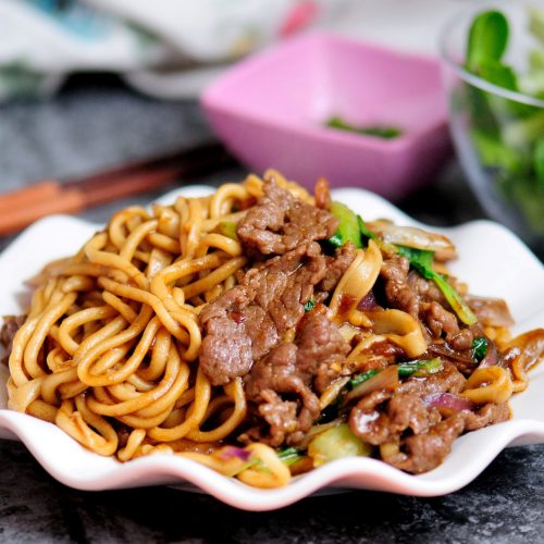 Cumin beef stir fry with hand-pulled noodle recipe chinese fried Lamian noodles