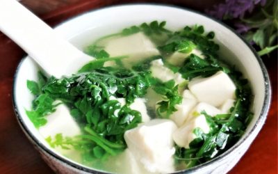 Shepherd's purse and tofu soup healthy and light Chinese soup recipe