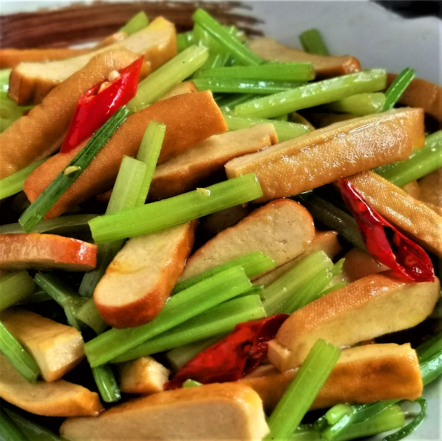 Sir Fry Chinese Celery with Smoked Bean Curd China Food