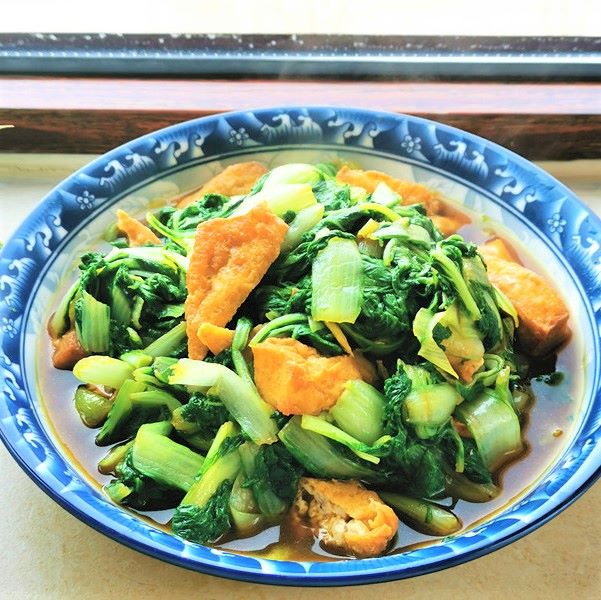 Deep Fried Tofu With Green Vegetables 2020