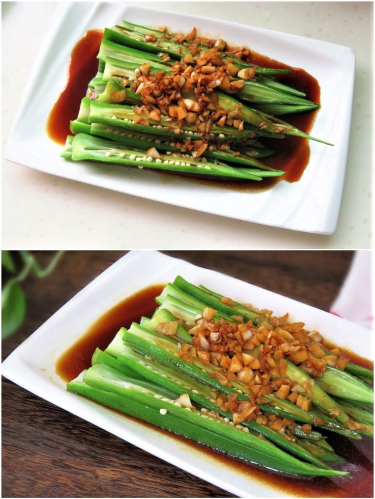 Okra in Garlic Oyster Sauce Salad | China Food Chinese Cold Dish