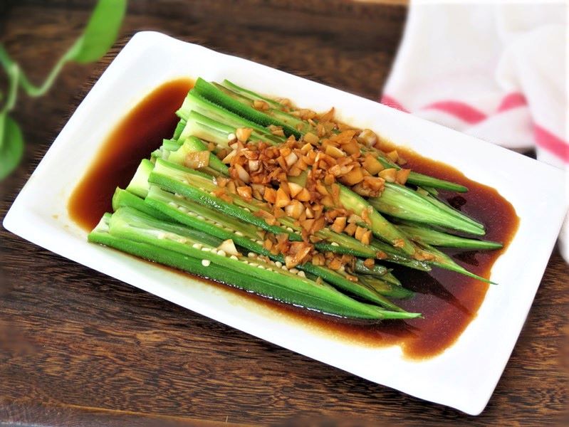 Okra with Garlic and Oyster Sauce salad china food Chinese cold dish