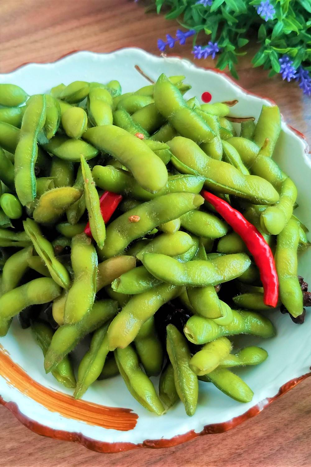 Spiced green soybeans Edamame soy beans Recipe Simple chinese summer snack 