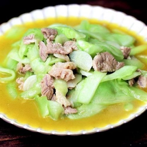 Stir fried cucumber with pork China food Chinese home cooked dish recipes