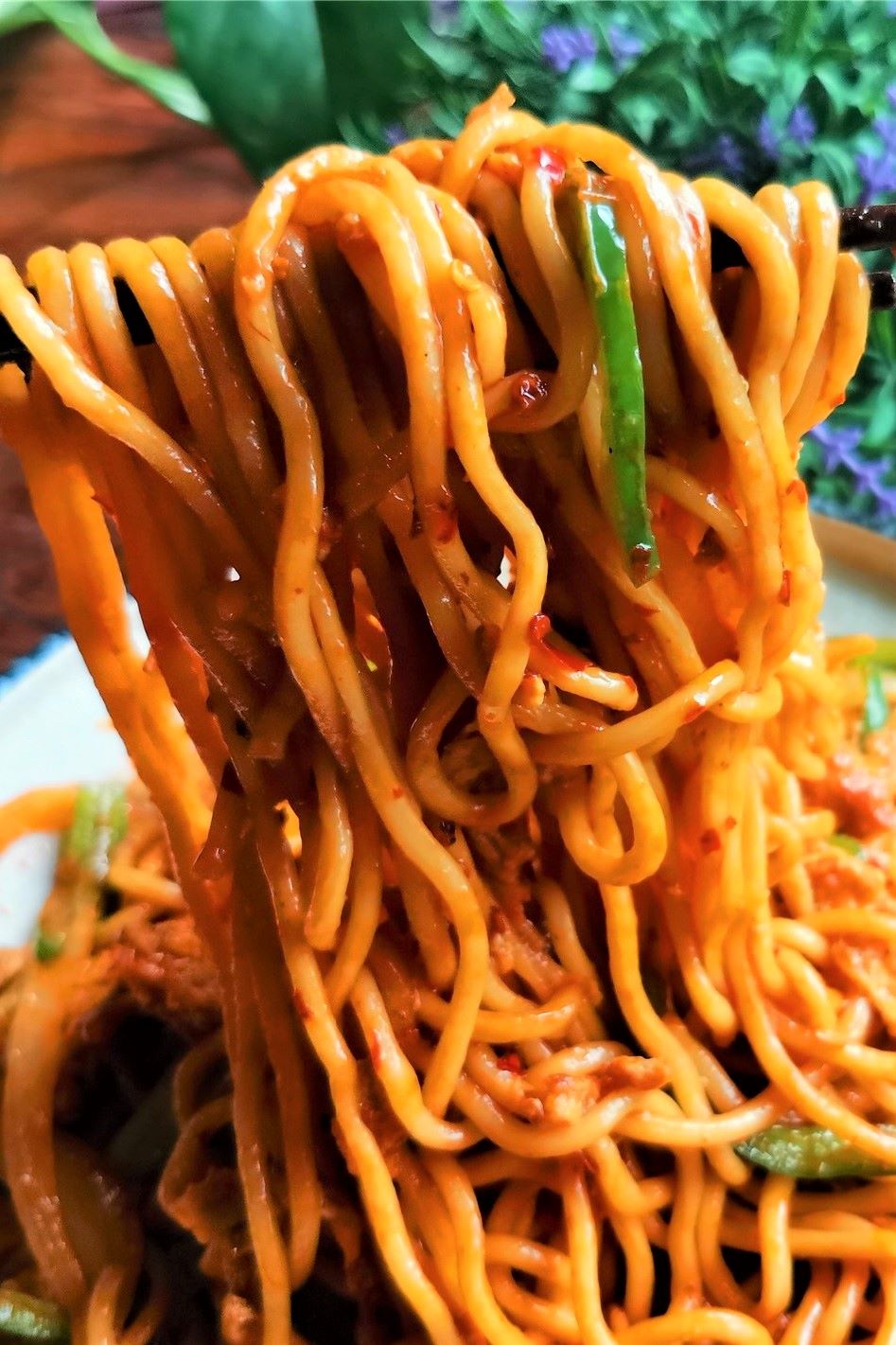 Stir-Fried Noodles with Chili garlic sauce Chinese Noodles recipes